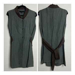 L. O'Neill Design Green Gray Art To Wear Sleeveless Long Tunic Vest Top Size M